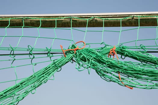High-tied net of a soccer goal