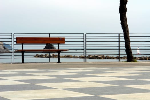 Bench with sailboat