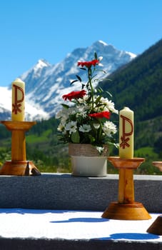 Candles and Bergalter Lötschental Valais Switzerland