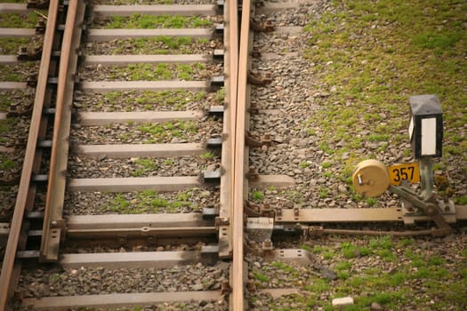 Railroad tracks with switch