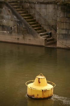 Yellow Baje in the Weser in Hamelin (Lower Saxony)