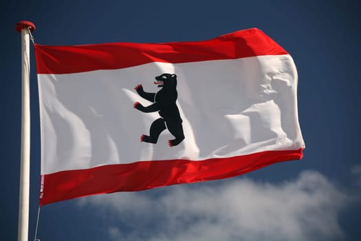 The Berlin bear in front of a bright blue sky