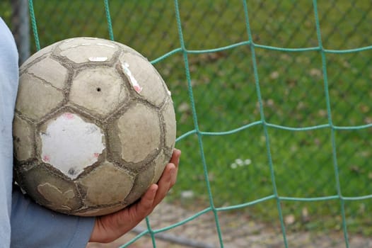 Football and goal net