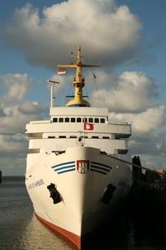 This passenger ship sails every day from Cuxhaven to Heligoland and back again