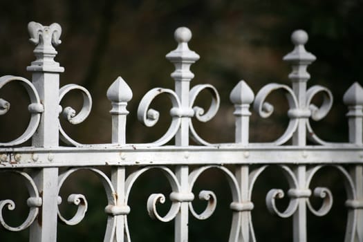 White,wrought-iron fence