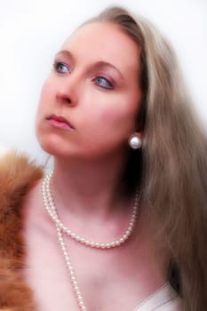 Fur and pearl necklace