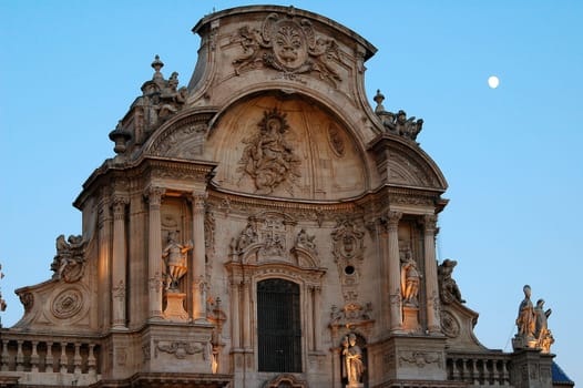 Main façade: Baroque Cathedral of Murcia,Spain