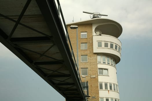Radar tower at the Alte Liebe in Cuxhaven. Here the Elbe flows into the North Sea