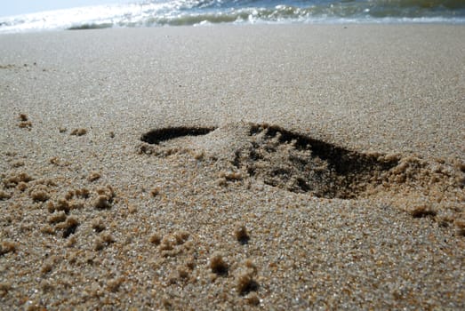 Shoe print on the beach