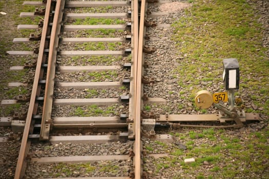 Railroad tracks with switch