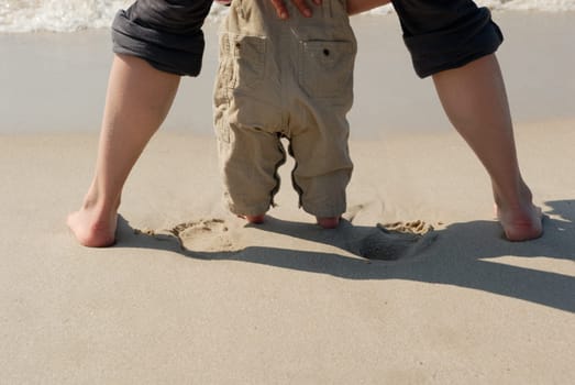 Mother and daughter on the beach