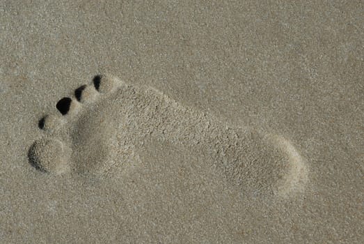 Footprint of a foot on sand