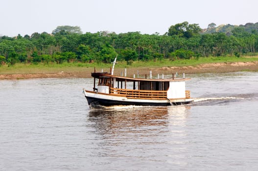 Boat traffic on the Rio Negro Brazil