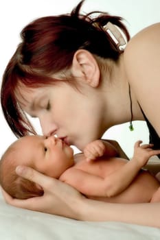 Mother with her 11-day-old son
