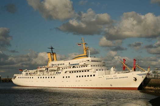 This passenger ship sails every day from Cuxhaven to Heligoland and back again