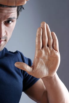 Man with a golden hand