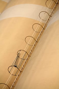 Metal stairs on a very high grain silo