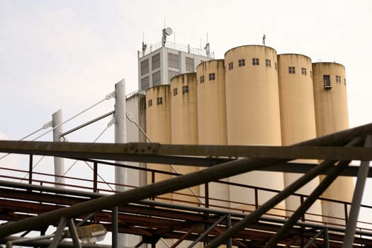 Silos of a food factory in Hamelin