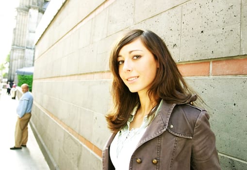 Woman on a wall