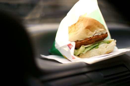 Burger on cockpit