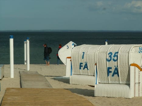 Beach chairs blue white
