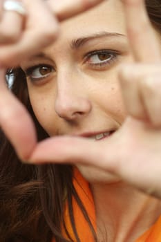 Woman with symbol
