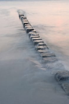 Long exposure of a flowing body of water on the island of Sylt,Germany