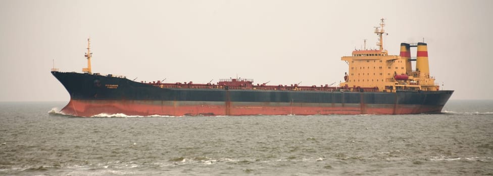 Cargo ship in the North Sea off Cuxhaven