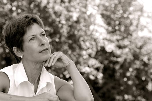 Middle-aged woman in the park