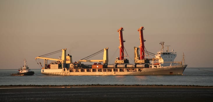Special cargo ship "Wiebke"" with two large cranes"