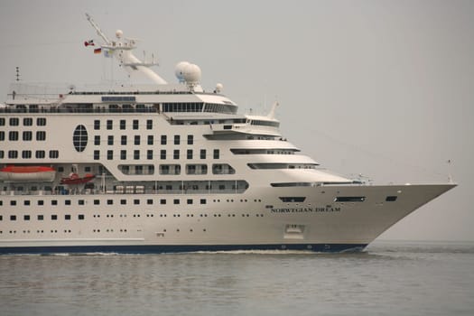 The cruise ship "Norwegian Dream"" in the North Sea off Cuxhaven"
