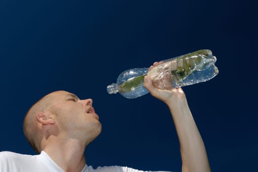 Athletes with a bottle of water