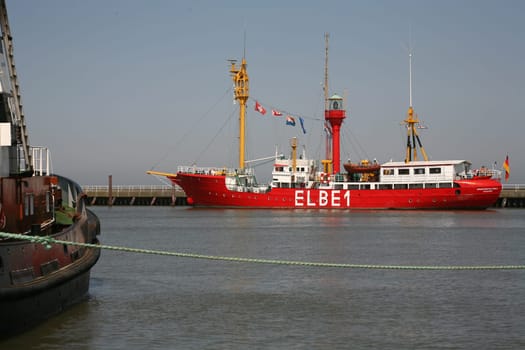 The lightship Elbe 1 in the port of Cuxhaven