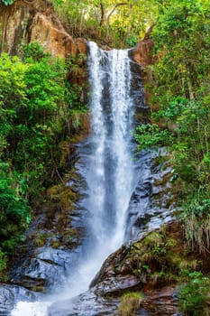 Waterfall in the forest vegetation of the state of Minas Gerais, Brazil