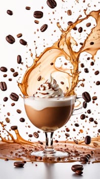 cappuccino latte macchiato splash high speed photograhic drink macro shot generative ai art