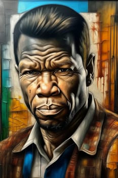 portrait of rapper producer songwriter actor 50 cents illustration generative ai art