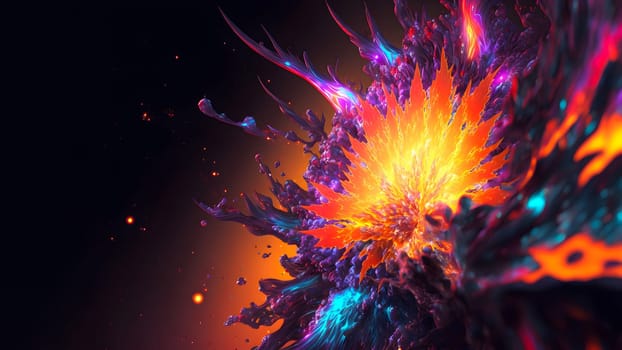 abstract colorful explosion on black background, neural network generated art. Digitally generated image. Not based on any actual person, scene or pattern.