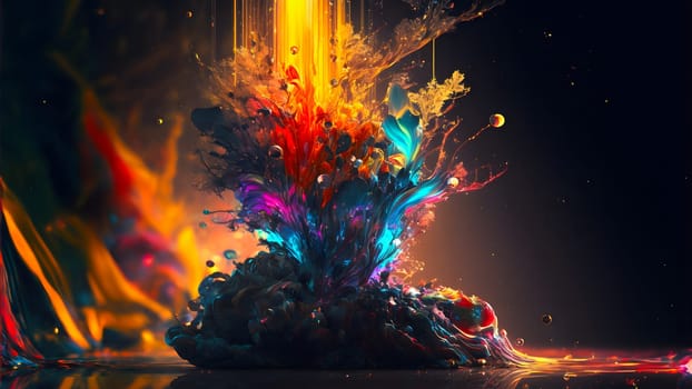 abstract colorful explosion on black background, neural network generated art. Digitally generated image. Not based on any actual person, scene or pattern.