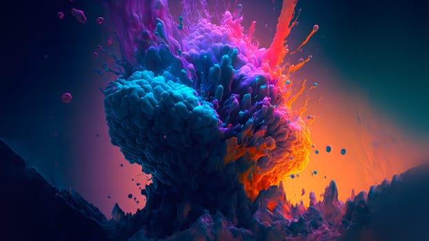 abstract colorful explosion on black background, neural network generated art. Digitally generated image. Not based on any actual person, scene or pattern.