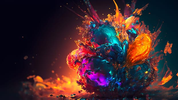 abstract colorful explosion on black background, neural network generated art. Digitally generated image. Not based on any actual person, scene or pattern.