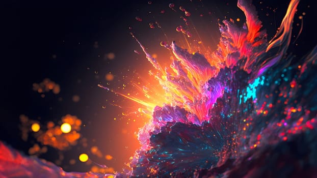 abstract colorful explosion on black background, neural network generated art. Digitally generated image. Not based on any actual person, scene or pattern.