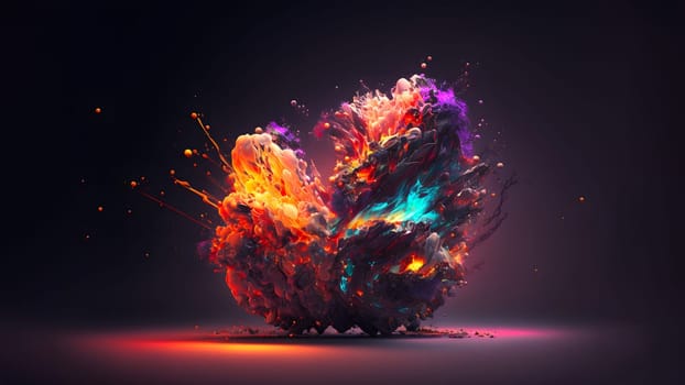 abstract colorful explosion on black background, neural network generated art. Digitally generated image. Not based on any actual person, scene or pattern.
