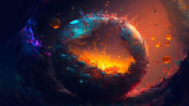abstract colorful explosion on black background, neural network generated art. Digitally generated image. Not based on any actual person, scene or pattern.