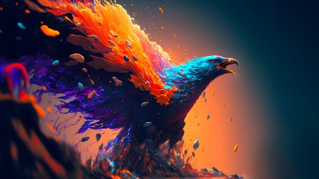 abstract colorful explosion on black background, neural network generated art. Digitally generated image. Not based on any actual person, scene or pattern.