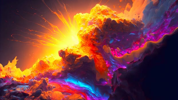 abstract colorful explosion on black background, neural network generated art. Digitally generated image. Not based on any actual person, scene or pattern.