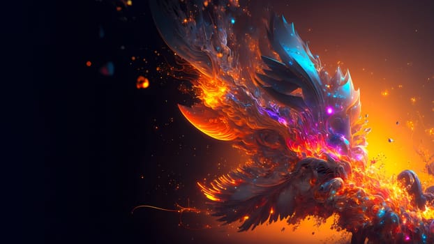 abstract colorful explosion on black background, neural network generated art. Digitally generated image. Not based on any actual person, scene or pattern.