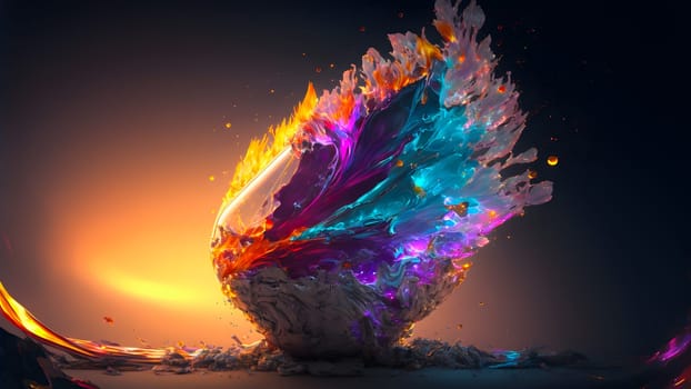 abstract colorful explosion on black background, neural network generated art. Digitally generated image. Not based on any actual person, scene or pattern.
