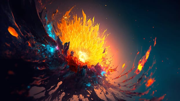 abstract colorful explosion on black background, neural network generated art. Digitally generated image. Not based on any actual person, scene or pattern.