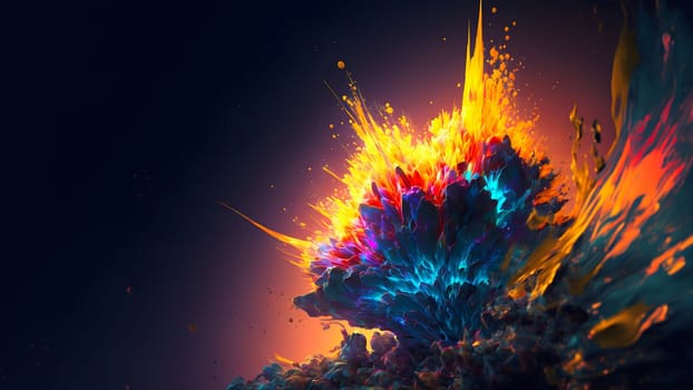 abstract colorful explosion on black background, neural network generated art. Digitally generated image. Not based on any actual person, scene or pattern.