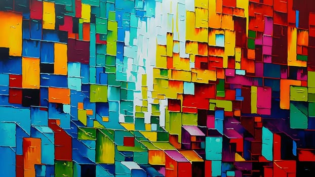 modern abstract knife oil painting, beautiful colourful geometric pattern and wallpaper, neural network generated art. Digitally generated image. Not based on any actual person, scene or pattern.